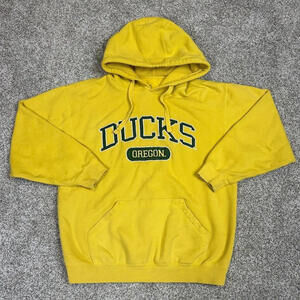 Oregon Ducks Sweatshirt Hoodie Yellow Embroidered Small‎ Green